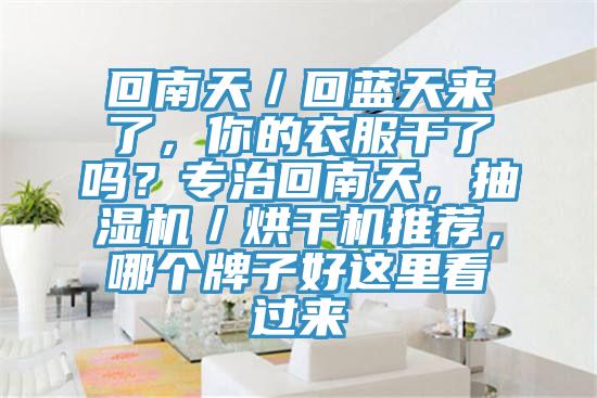 回南天／回藍(lán)天來了，你的衣服干了嗎？專治回南天，抽濕機／烘干機推薦，哪個牌子好這里看過來