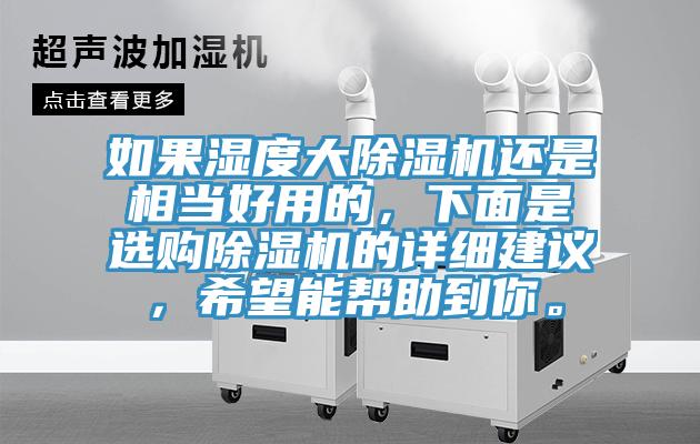 如果濕度大除濕機(jī)還是相當(dāng)好用的，下面是選購除濕機(jī)的詳細(xì)建議，希望能幫助到你。