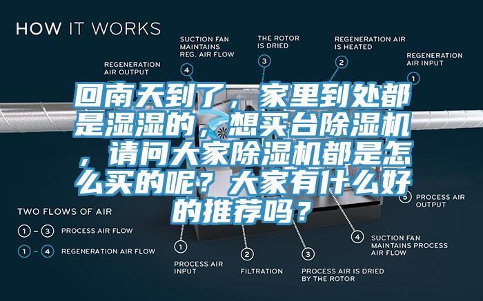 回南天到了，家里到處都是濕濕的，想買臺除濕機，請問大家除濕機都是怎么買的呢？大家有什么好的推薦嗎？