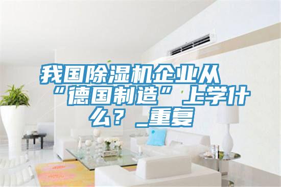 我國除濕機(jī)企業(yè)從“德國制造”上學(xué)什么？_重復(fù)